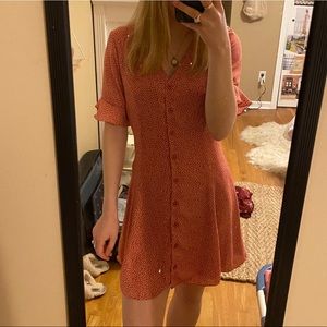 Red and white floral dress